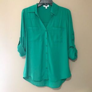 Emerald green button up shirt